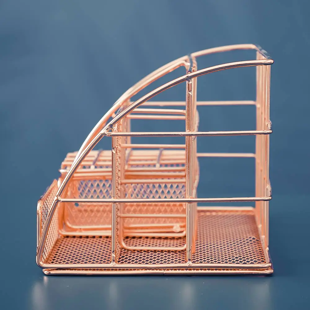 Настольный органайзер для книг Rose Золотой металлический сетчатый лоток