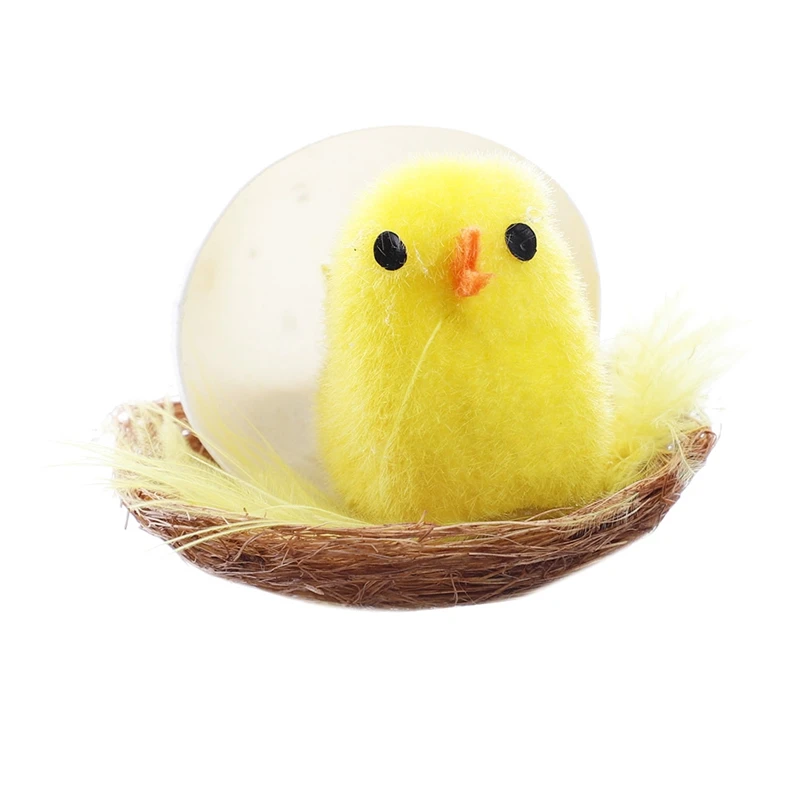 12Pcs Simulation Easter Yellow Chick Mini Artificial Toys Plush Chicken Gift Home Decor For Kids | Дом и сад