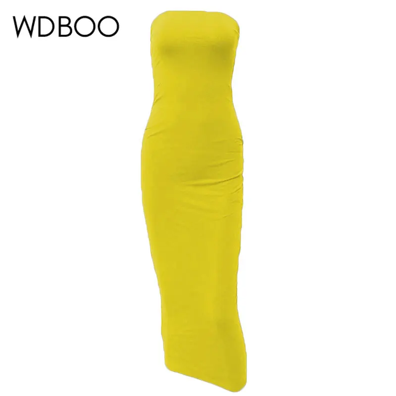Женское вечернее платье без бретелек WDBOO однотонное Бандажное с открытыми