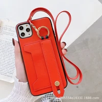 fashionable wristband crossbody leather card slot protective cover phone case for iphone 11 12 13 pro max xs max xr mini 7 8