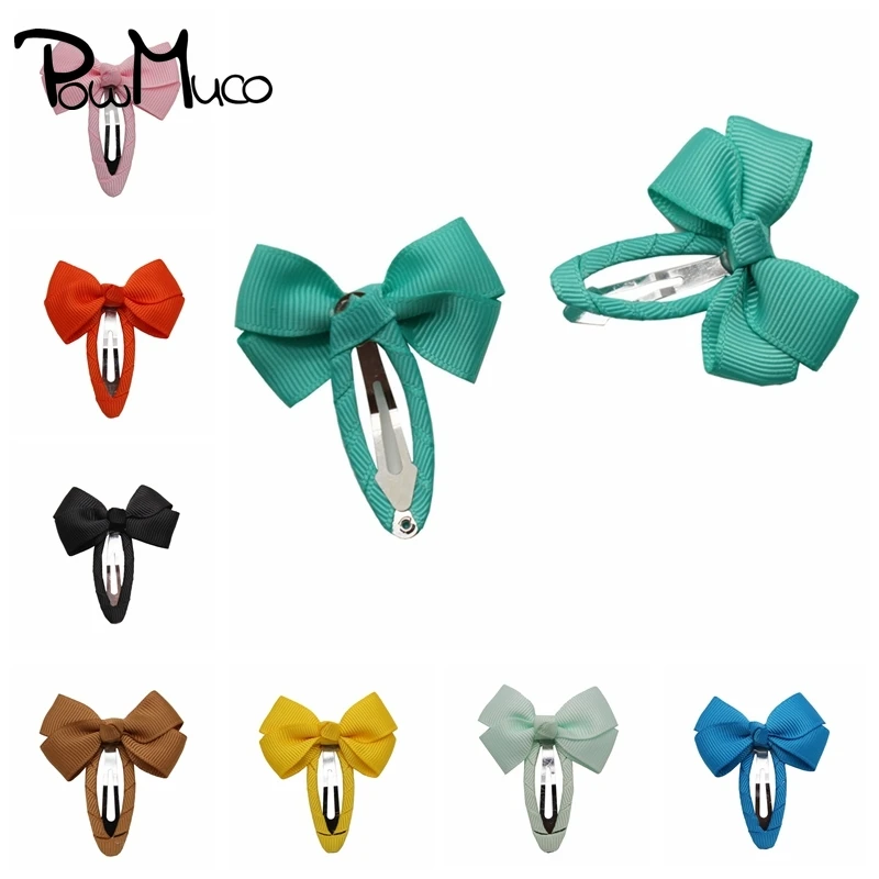 

Powmuco 2pcs/set 2 Inches Grosgrain Ribbon Bowknot Baby Girls BB Clips Cute Bows Bangs Hairpin Kids Hair Accessories Photo Props