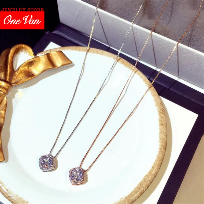 

2020 OneVan New luxury super flash square temperament collarbone necklace short Women necklace