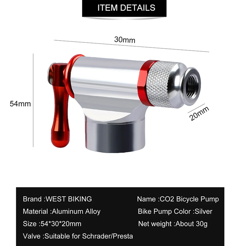 

WEST BIKING Mini Bicycle Pump Aluminum Alloy Portable MTB Road Bike CO2 Inflator for Basketball Football Cycling Accessories