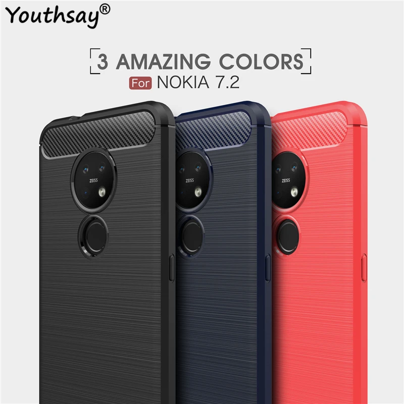 For Nokia 7.2 Case Soft TPU Silicone Carbon Fiber Rubber Anti-knock Phone Case For Nokia 7.2 6.2 2.3 Cover For Nokia 7.2