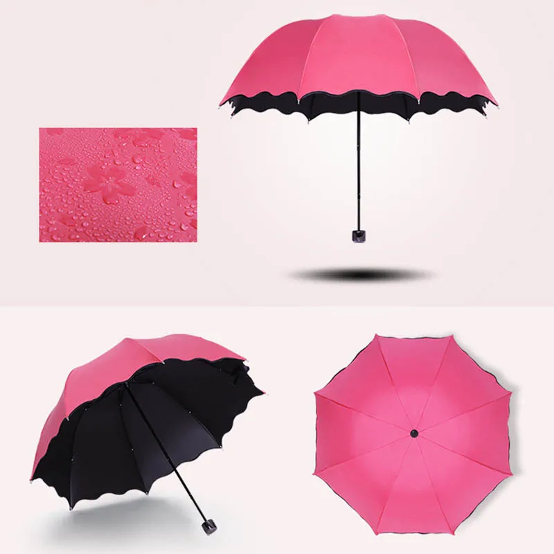 Складной зонт Цветущий цветок в дождевой воде не боится ветра и защищает от