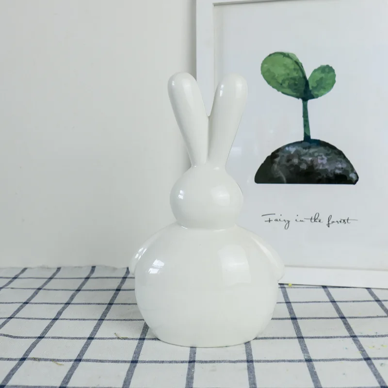 Милые миниатюрные фигурки зайчика скандинавские керамические кролика для дома и