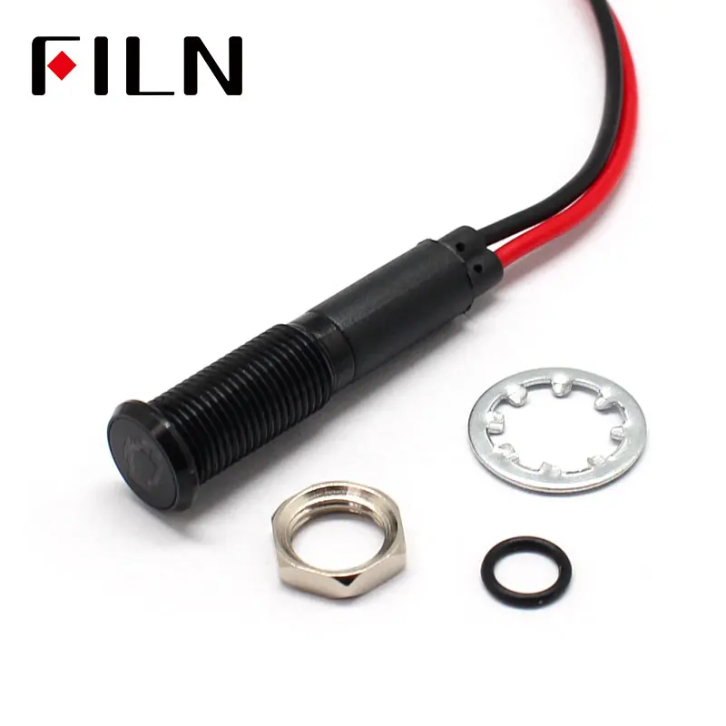 8 мм черный корпус светодиодный красный желтый белый синий зеленый 12 В индикатор