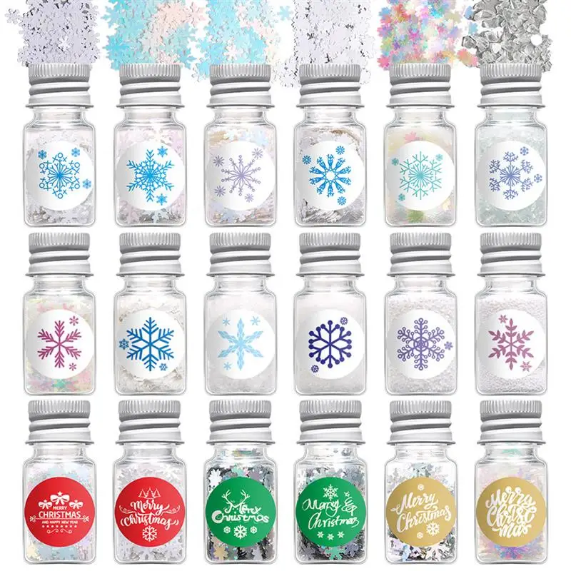 

Christmas Nail Art Sequins Xmas Holographic Snowflakes Nail Glitter Colorful Sparkly Confetti Glitter for DIY Face Body Makeup