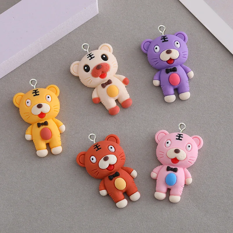 

10 шт. милые Подвески из каучука с тигром и смолой, фурнитура для изготовления ювелирных изделий «сделай сам», серьги, ожерелье, аксессуары дл...