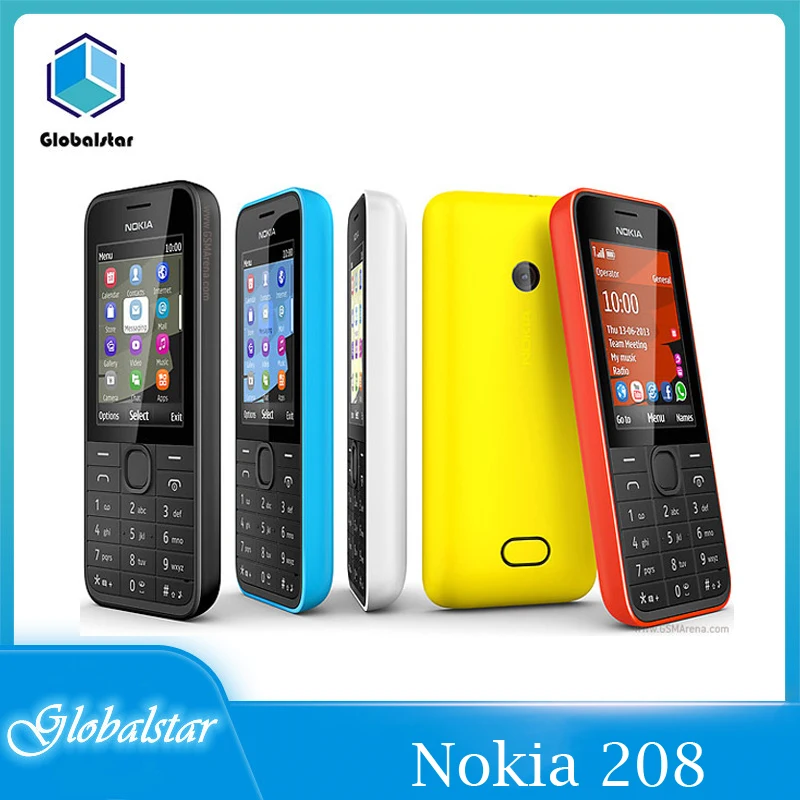 Восстановленные оригинальные мобильные телефоны Nokia 208 разблокированный