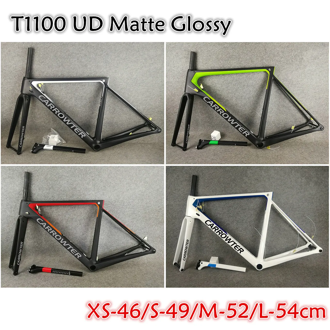 

CARROWTER V3Rs Disc carbon Road Bike Frames T1100 UD Matte Glossy Disk Bicycle Frameset with 46 49 52 54cm for Your Selection