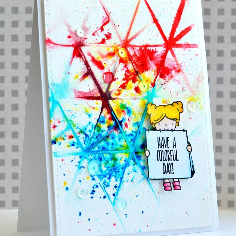 

"Have A Coloful Day" Metal Cutting Dies & Coordinating Stamp For Scrapbooking Craft Die Cut Card Making Embossing Stencil