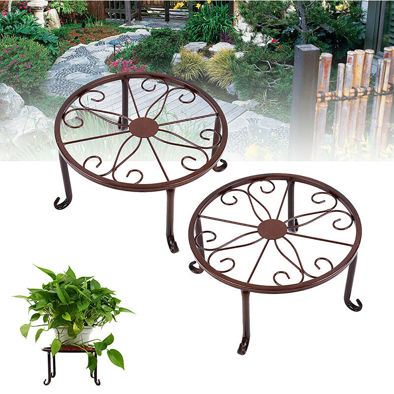 

Honhill Iron Art Pot Holder Metal Plants Stand Flowerpot Holder Flower Pot Supporting Indoor Outdoor Garden Decor