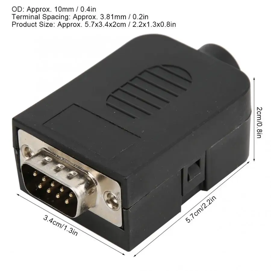 2 шт. штырьковые контакты DB9 разъем модуль сигнала в черной оболочке|Соединители| |