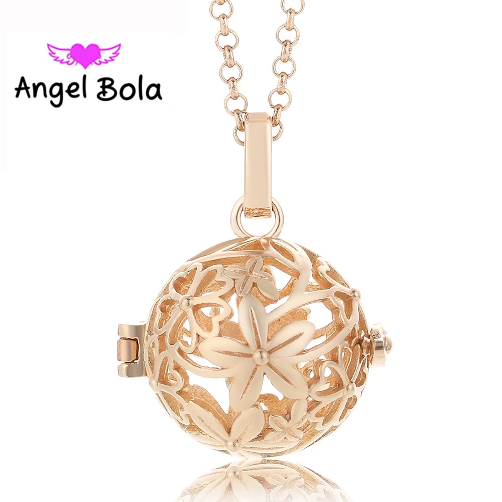 Цветочный узор диффузор эфирное масло клетка ожерелье 20 5 мм Ангел бола кулон для