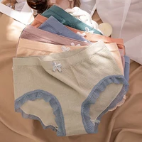 wasteheart women fashion pink skin nylon mid waist panties underwear lingerie one piece seamless bow brief underpants f