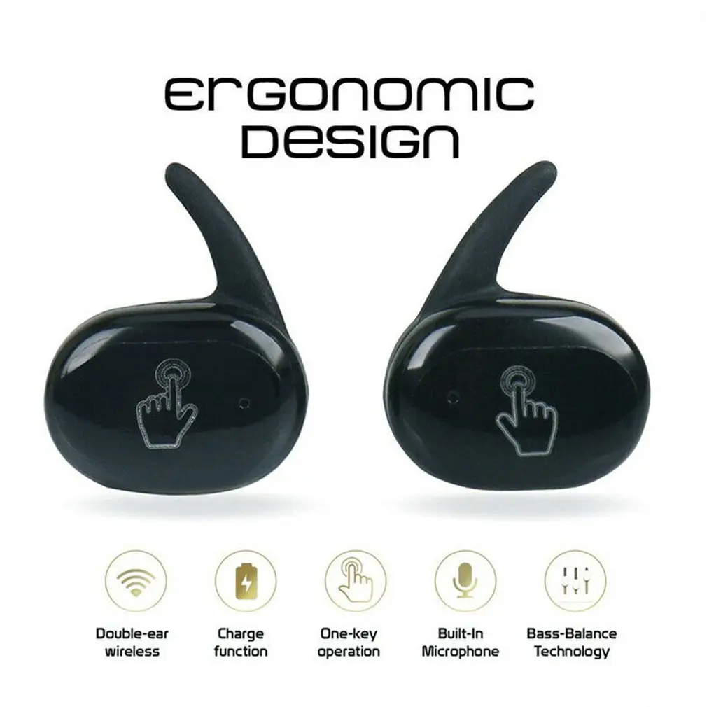 TWS-наушники Беспроводная гарнитура Черные и белые спортивные наушники Bluetooth 5 0