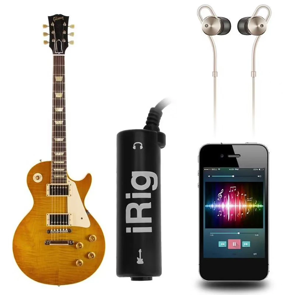 

5/10/50 Pcs Guitar Interface I-Rig Converter Replacement Guitar For Phone/Pad Black Guitar Tuner Guitar Line Irig Converter