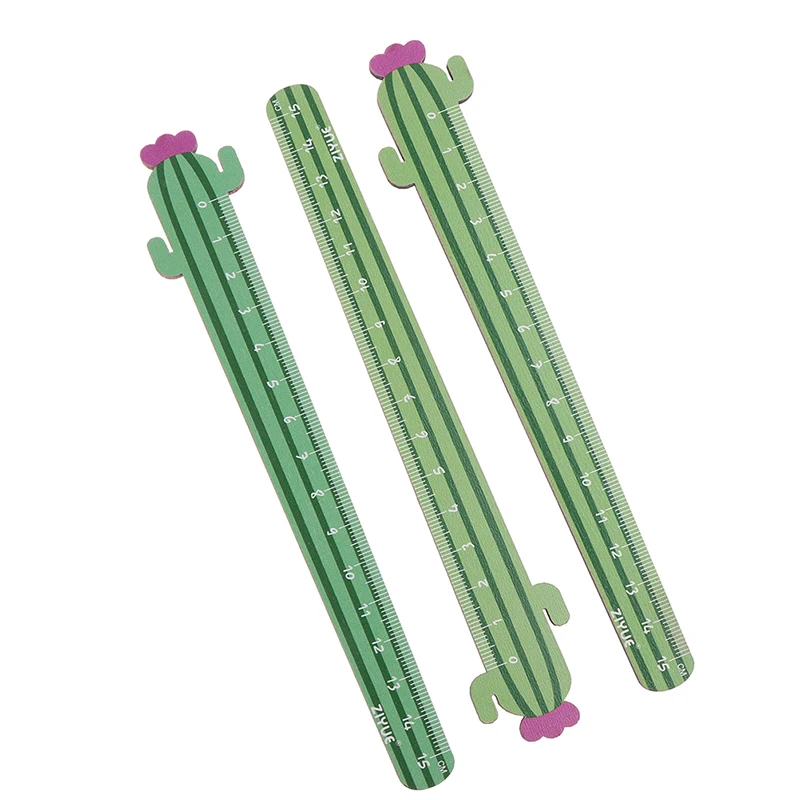 

1PC Wooden Cactus Love Measure Straight Student Study Drawing Ruler School Office Supply Gift