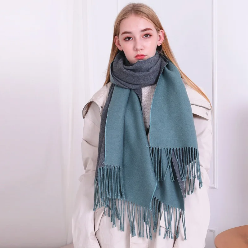 Осенне зимний женский шарф с двойной чистой шалью в корейской версии 2019 новый тип