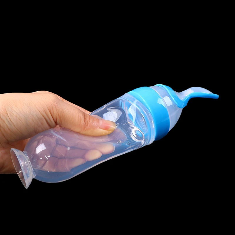 

Baby Feeding Spoon Solid Color SIlicone Squeezing Baby Cereal Feeding Spoon New