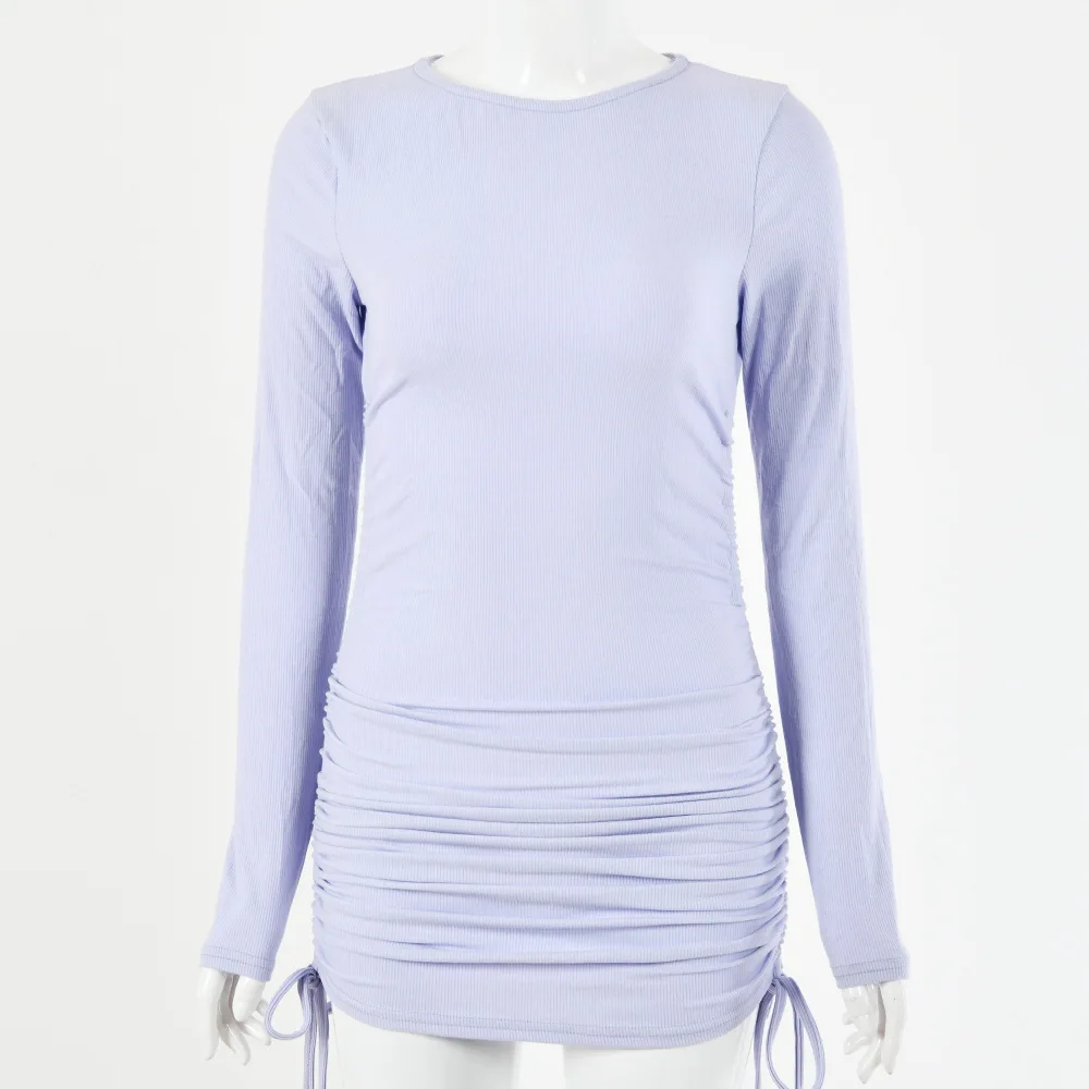 

AIUJXK Autumn Dress Women 2020 Fashion Tight Bodycon Dress Long Sleeve Slim Drawstring Sexy Woman Cotton Dress Dropshipping