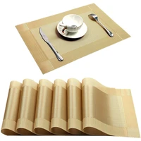 64pcs gold placemat washable pvc dining table set weave mats diagonal frame teslin cloth disc bowl coaster non slip pad
