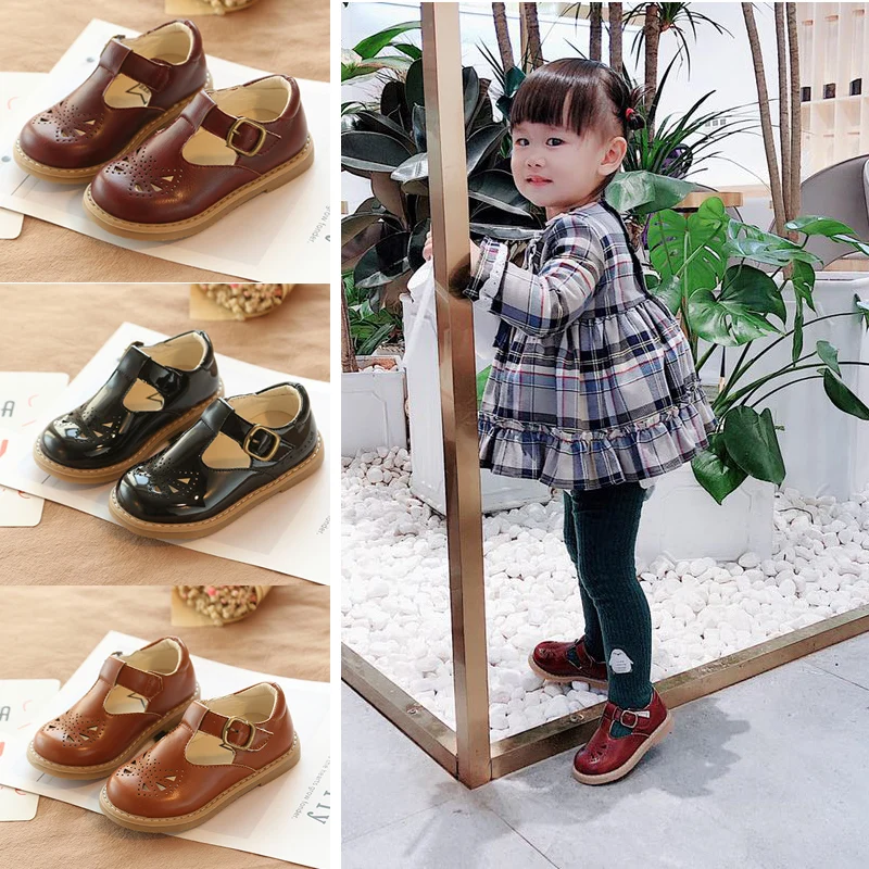 Детские Туфли Мэри Джейн с Т образным ремешком туфли на плоской подошве