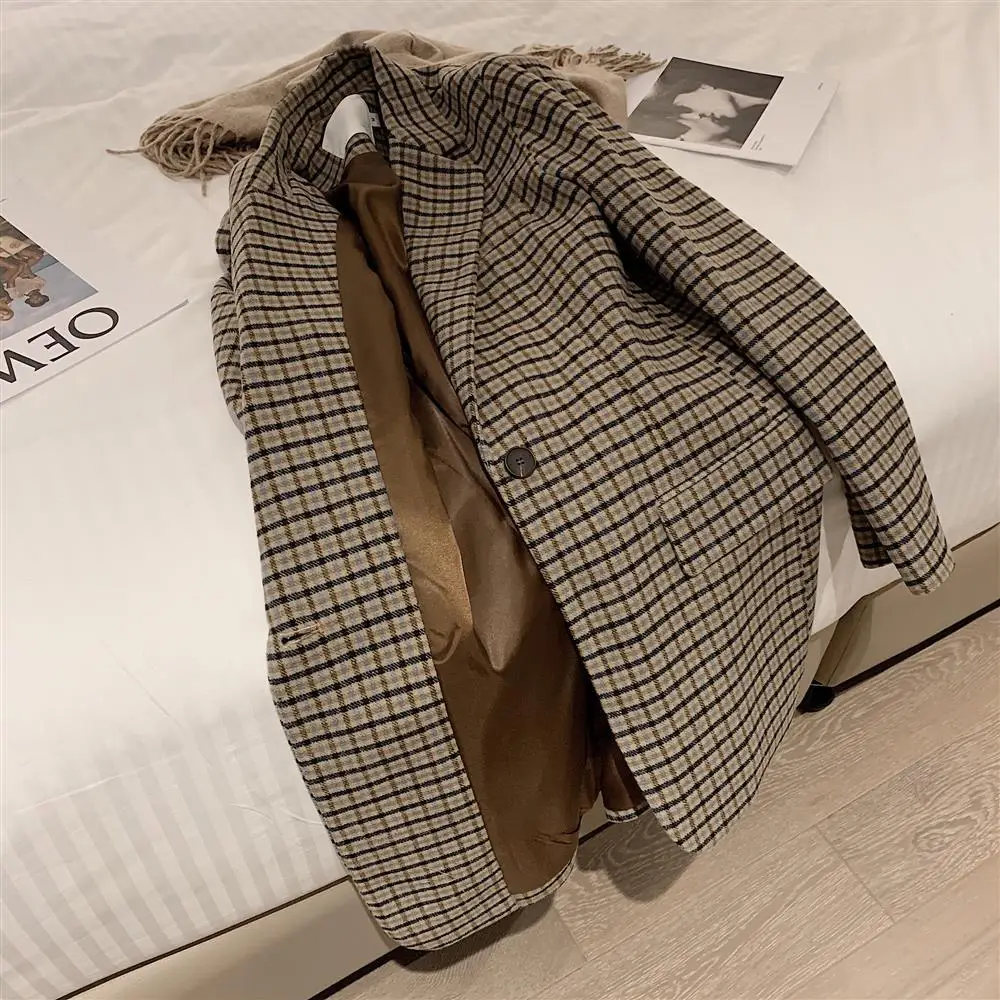 

2021 Ladies Thick Plaid Wool Suit Autumn And Winter Wool Coat