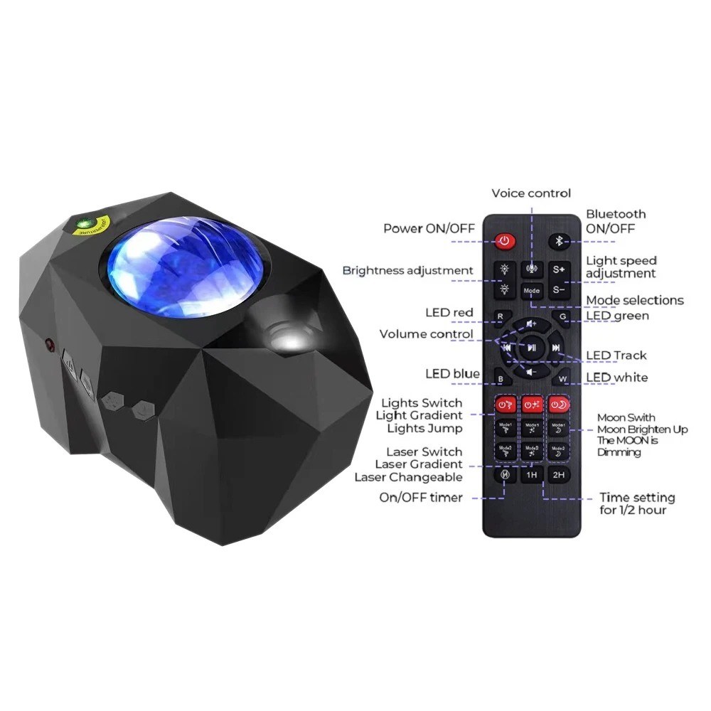 Aurora Moon Star Projector LED Colorful Starry Sky Galaxy Projection North Lights Night Lamp Laser Bluetooth USB Music Player | Лампы и