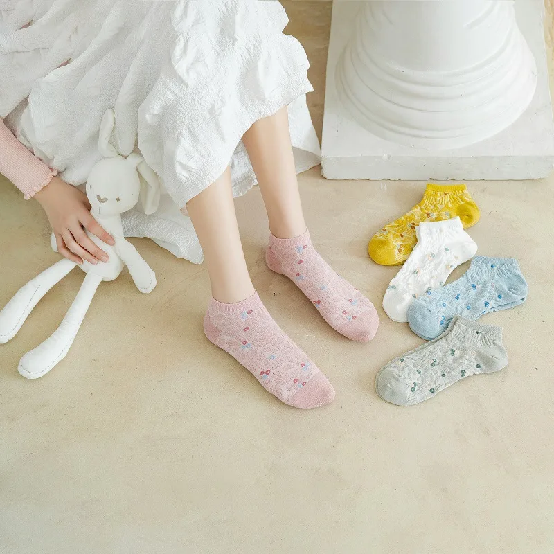 Женские носки женские хлопковые вязаные с цветочным узором модные милые в Ретро