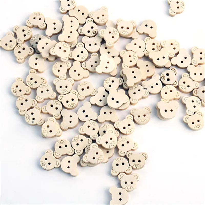 100 искусственные деревянные пуговицы в виде маленького мишки тедди рукоделие