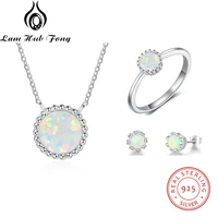 women jewelry sets flower rings earrings necklaces pendants 925 sterling silver opal jewelry girls wedding gift lam hub fong