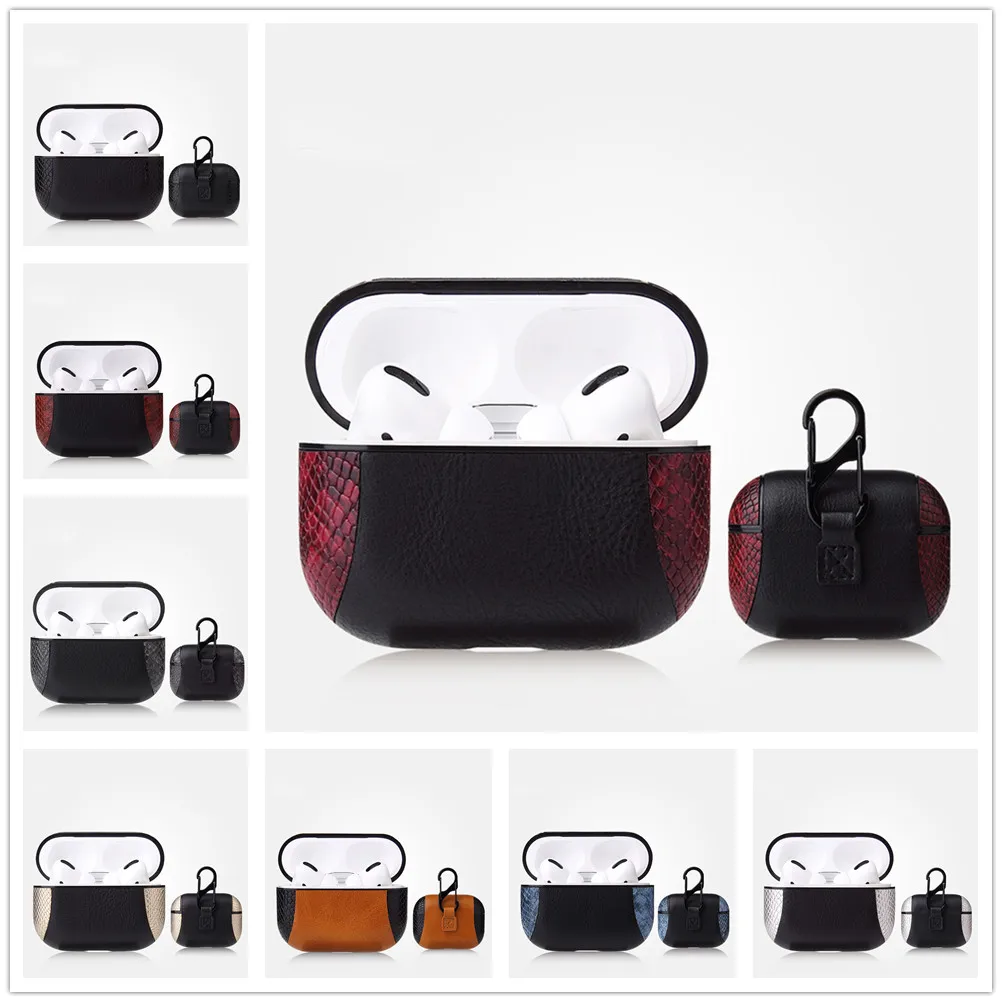 Кожаный чехол для наушников Airpods Pro из искусственной кожи с рисунком Crazy Horse и змеи