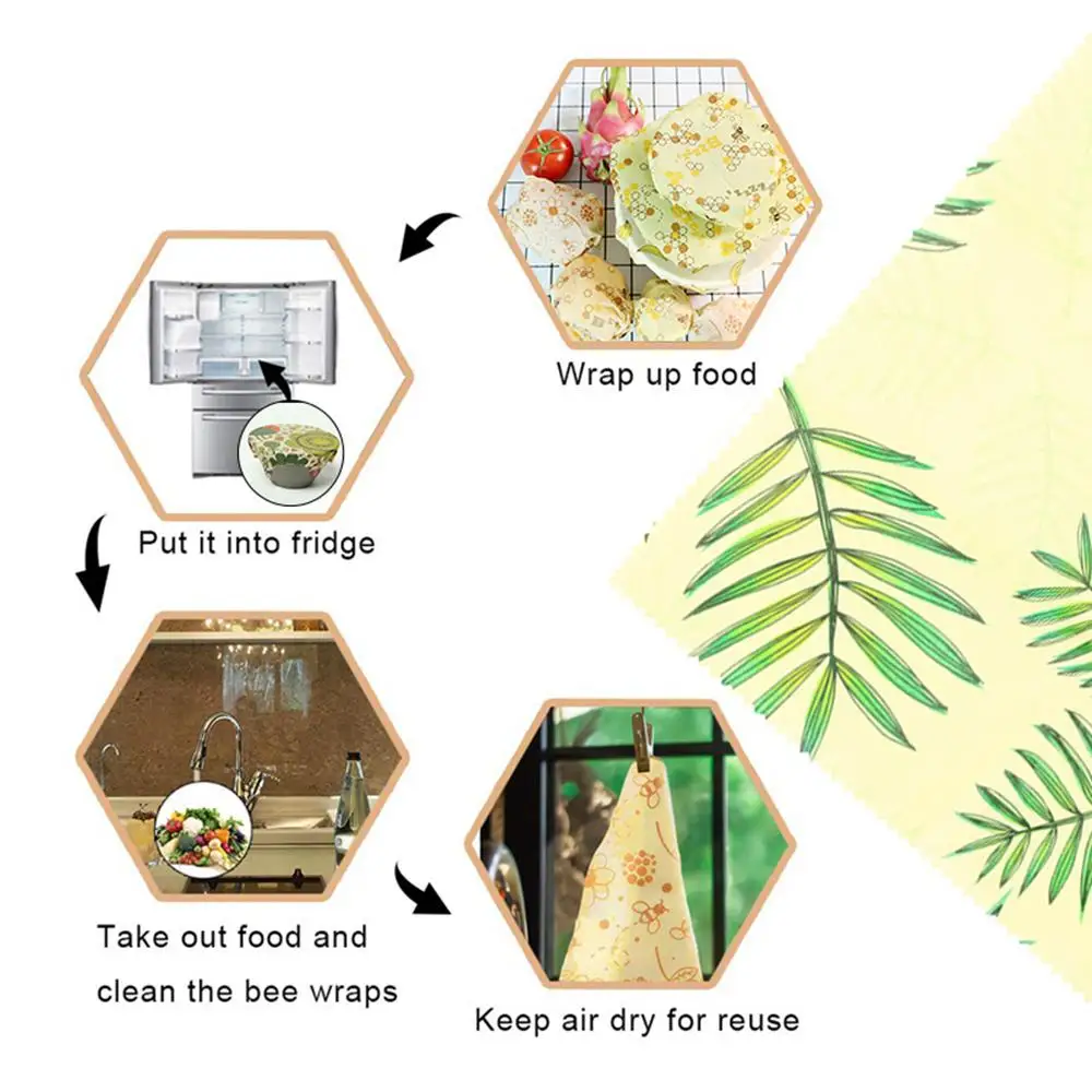 3 шт. многоразовая пчелиная восковая пищевая обертка s FDA хлопковая ping Organizer Beeswax
