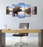 5 pcs moose wildlife nature hunting posters hd print canvas wall art pictures decoration living room home decor paintings
