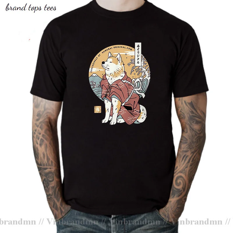 

Футболка мужская с японским аниме, топ с изображением Сиба-ину, собаки, акиты, самурайского воина, Сиба-ину, новейший дизайн 2021