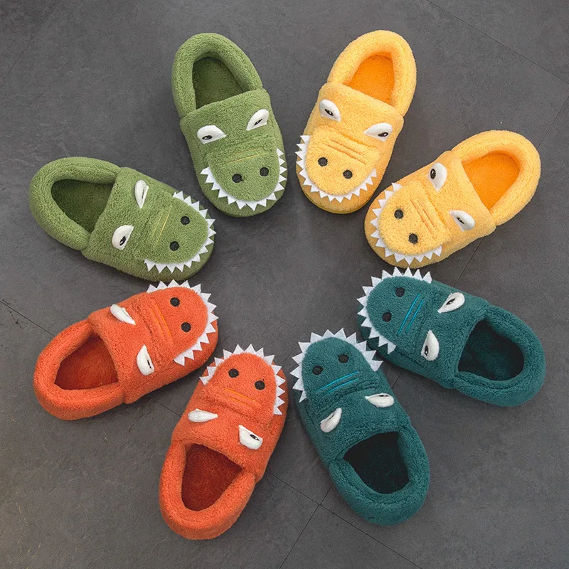 

Children's Cotton Shoes Dinosaur Baby Cotton Slippers To Keep Warm Cute Crocodile 0-8 Years Old Boys and Girls In Winter