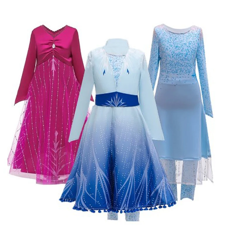 Платье Эльзы для девочек длинное вечернее платье косплея на Хэллоуин принцессы
