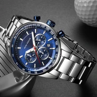 mini focus stainless steel business watches men luxury chronograph quartz watch top brand sport wristwatch relogios 0187 blue