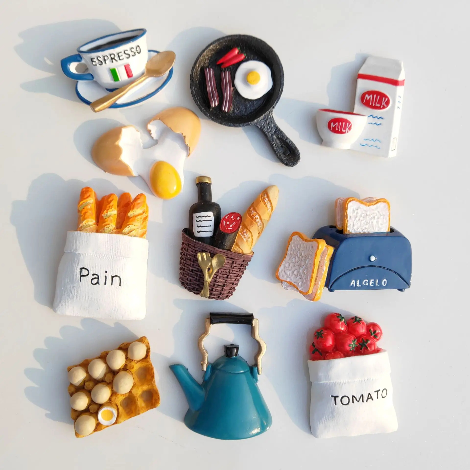 Магнит на холодильник Декор хлеб молоко бекон жареная сковорода для яиц резина