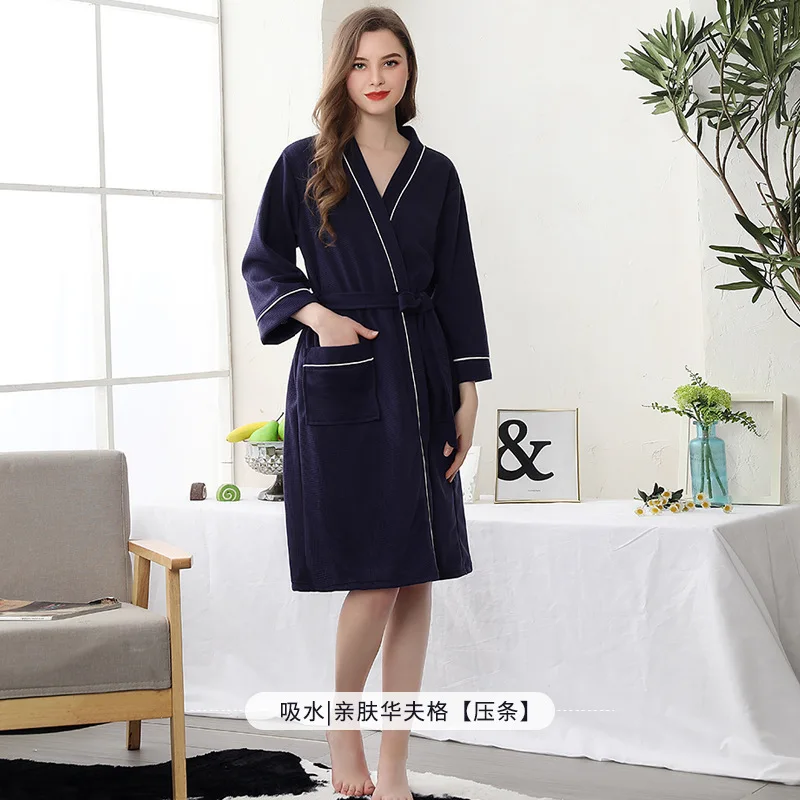 

Absorbent and quick-drying couple pajamas bathrobe hotel three-quarter sleeves home summer home wear pajamas sleepwear