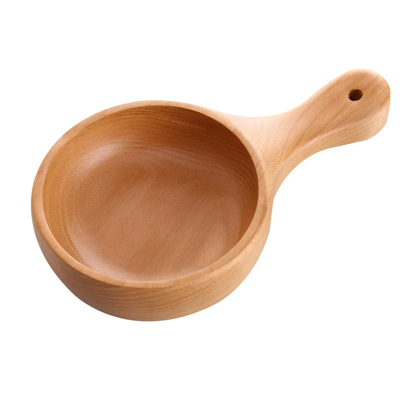 

Wooden Fruit Salad Bowl with Handle Noodle Rice Bowl Food Container Creative Handicraft Decoration Tableware Wood Bowl Utensils