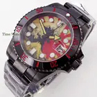 Циферблат Kanagawa с Черным PVD покрытием, 40 мм, Мужские автоматические часы, Япония NH35 Move, мужские часы t, сапфировое стекло, Скользящий замок, ремешок с керамической вставкой