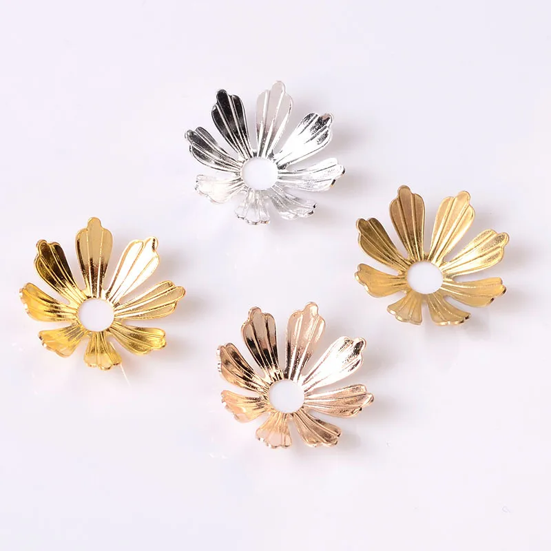 100 шт 18 мм металлический медный Соединитель с цветочным узором колпачок из бисера