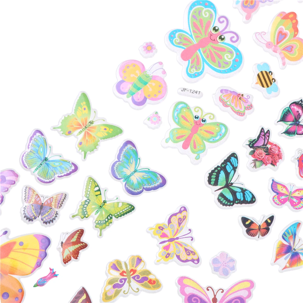 

6 Sheets Colorful Butterflies Scrapbooking Bubble Puffy Stickers Kawaii Reward Kids Toys PVC Bubble Puffy Stickers