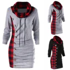 Женское платье в готическом стиле, зимнее плотное платье в клетку с длинным рукавом, повседневное винтажное платье на пуговицах, свитер большого размера