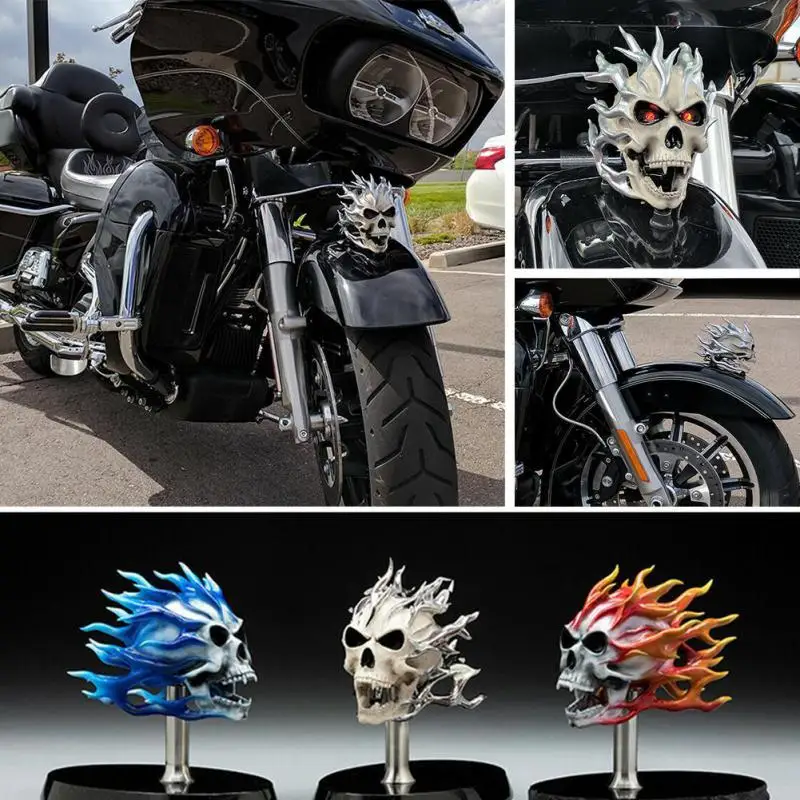 

Undead Ornament Skull Demon Motorcycle Decoration Interior Accessories Motorcycle Flamed Devil Skeleton Skull Ornaments