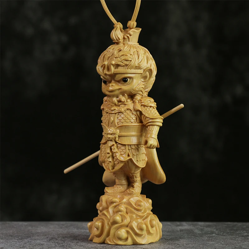 19 см Мультфильм Sun Wukong скульптура Будда на удачу из бокса Милая Обезьяна Король