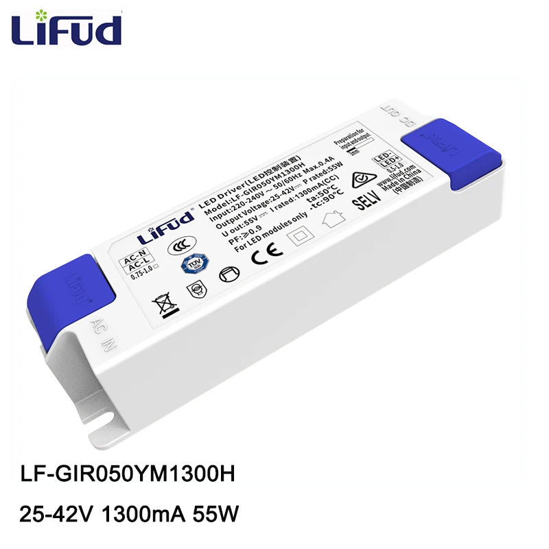 Lifud светодиодный драйвер 55 Вт 1300mA переменного тока 25 42 в AC220 240V LF GIR050YM1300H